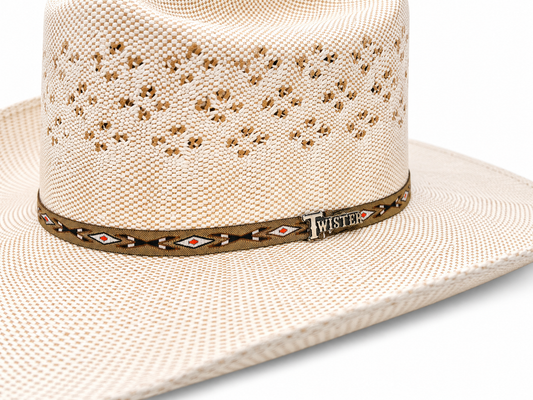 Twister Straw Cowboy Hat – Vent Crown, 4 1/2” Crown, 4 1/4” Brim, Natural