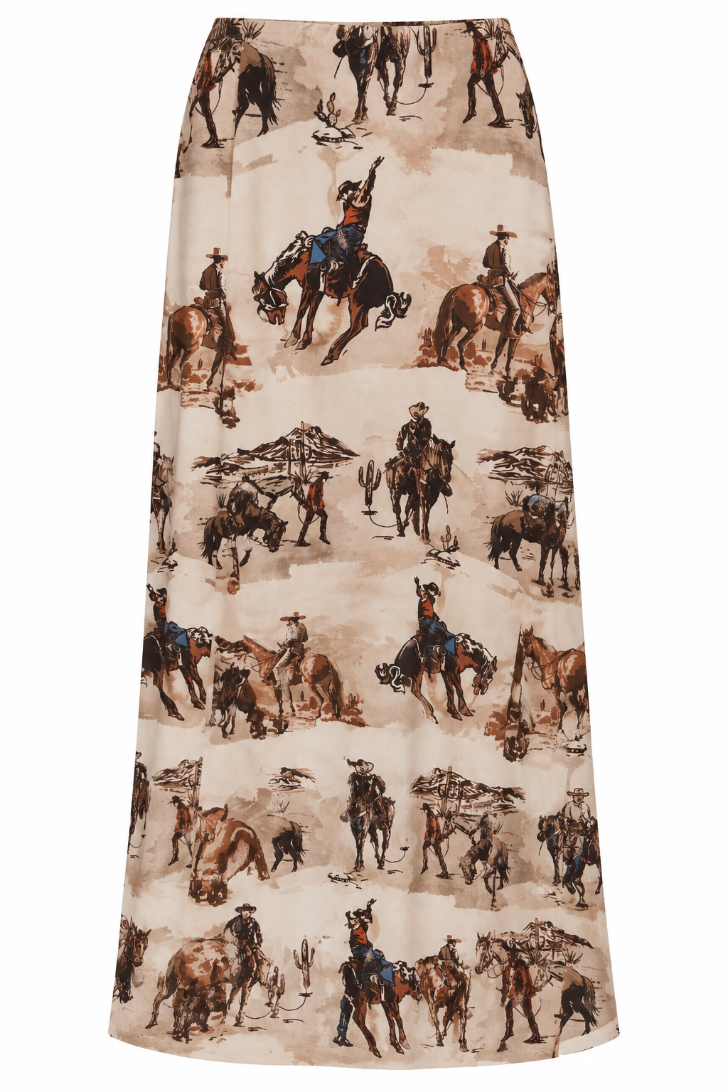 Western rodeo print maxi skirt with cowboy scenes – Last Rodeo