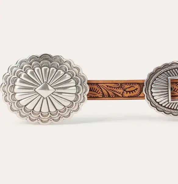 Stetson Women’s Southwestern Tooled Concho Leather Belt – Brown Last Rodeo Western Wear & Hat Bar