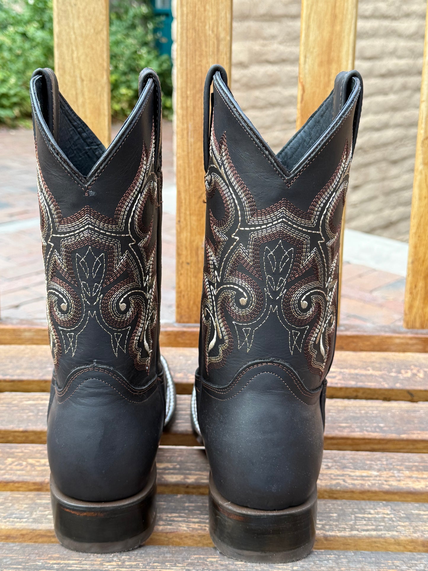 Rustler Black Leather Cowboy Boots