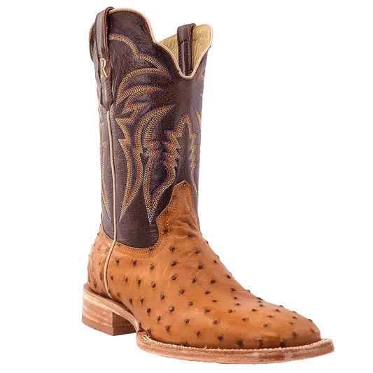 R. Watson Men's Antique Saddle Full Quill Ostrich Western Boots RW4506-2