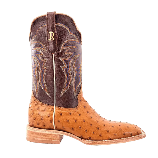 R. Watson Men's Antique Saddle Full Quill Ostrich Western Boots RW4506-2