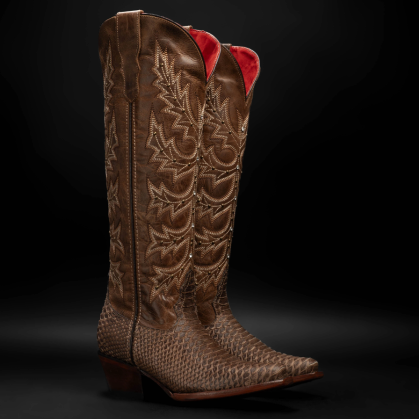 Desert Star Tall Brown Python Cowgirl Boots
