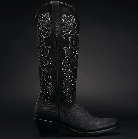 Midnight Rodeo Black leather Python Cowgirl Boots Last Rodeo Western Wear & Hat Bar