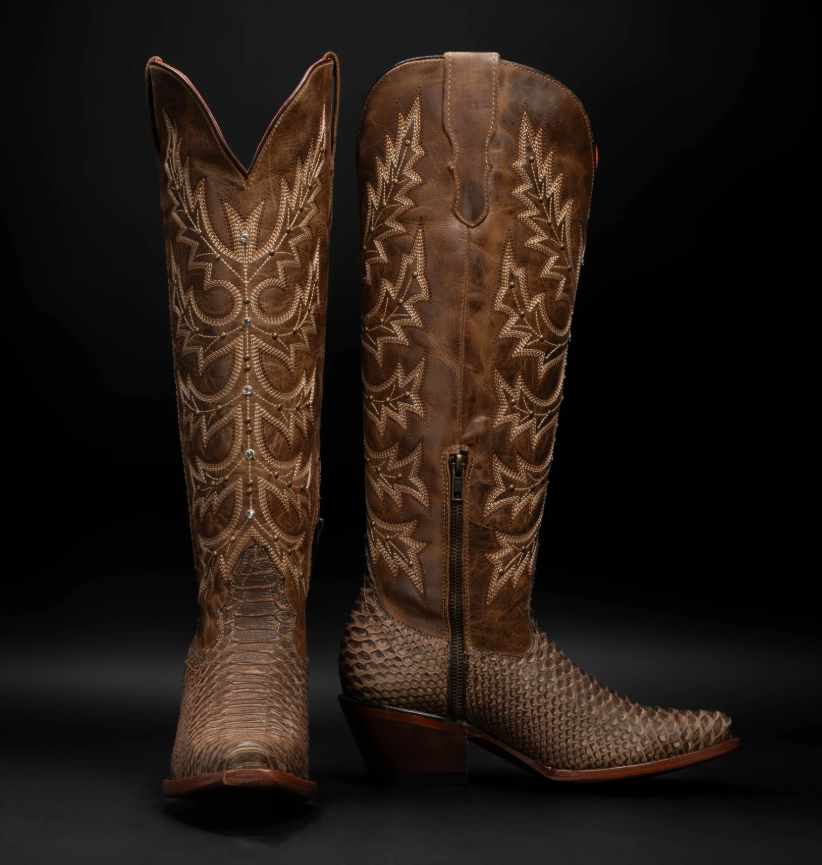 Desert Star Tall Brown Python Cowgirl Boots