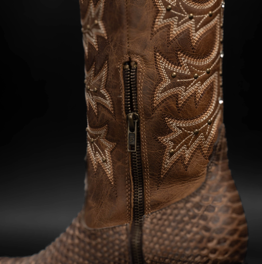 Desert Star Tall Brown Python Cowgirl Boots