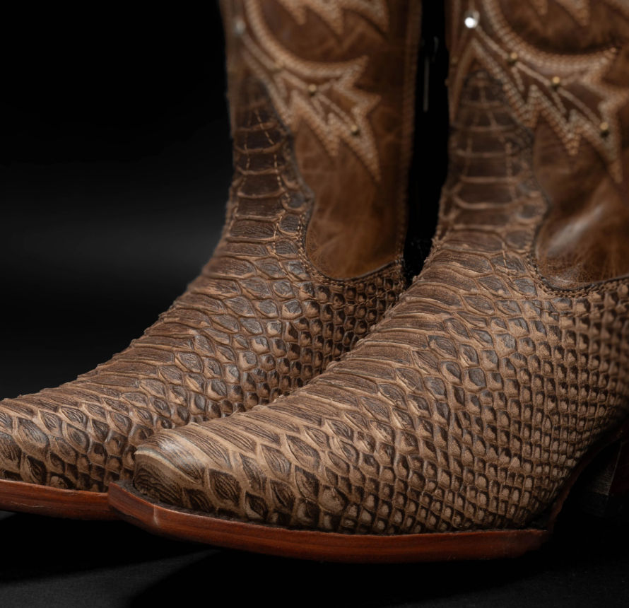 Desert Star Tall Brown Python Cowgirl Boots