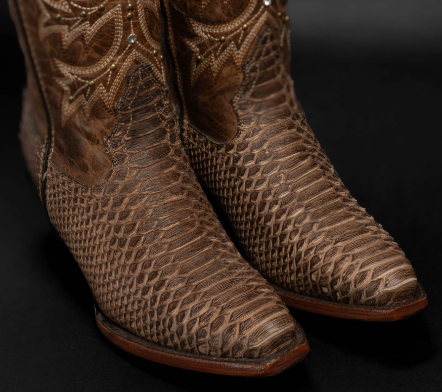 Desert Star Tall Brown Python Cowgirl Boots