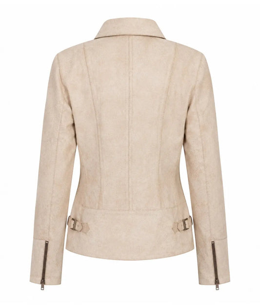 Scully Womenโs Beige Studded Leather Jacket Last Rodeo Western Wear & Hat Bar