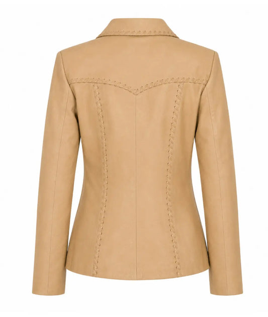 Scully Womenโs Tan Lamb Leather Blazer Jacket Last Rodeo Western Wear & Hat Bar
