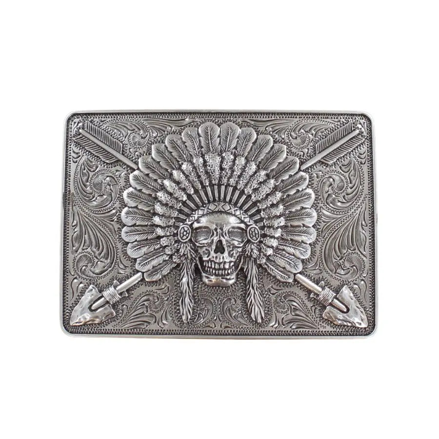 Ariat Men's Rectangle Chief Skull Buckle Last Rodeo Western Wear & Hat Bar