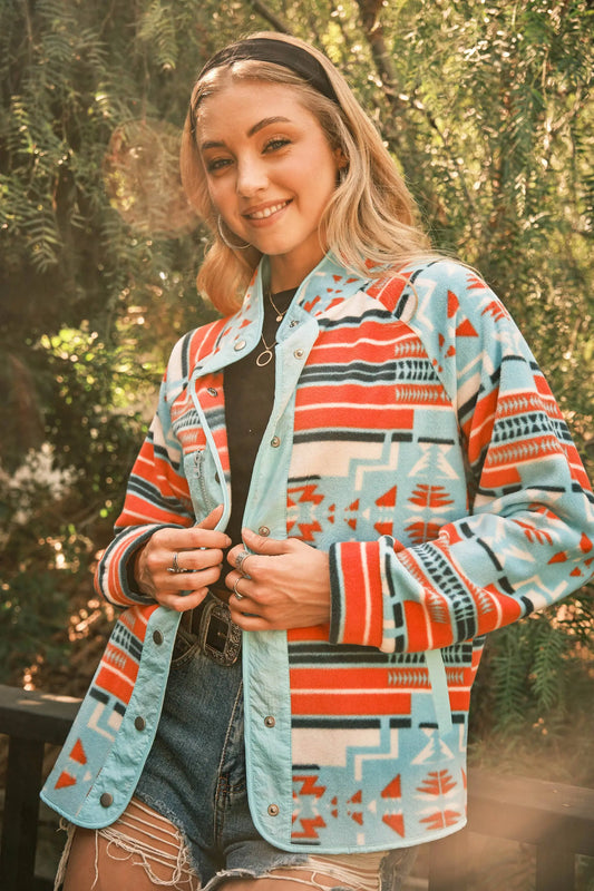 Wild Cactus Sunset Fleece Jacket Blue B