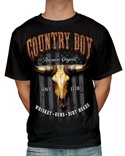 Country Boy American Original T-Shirt Black Country Girl Store