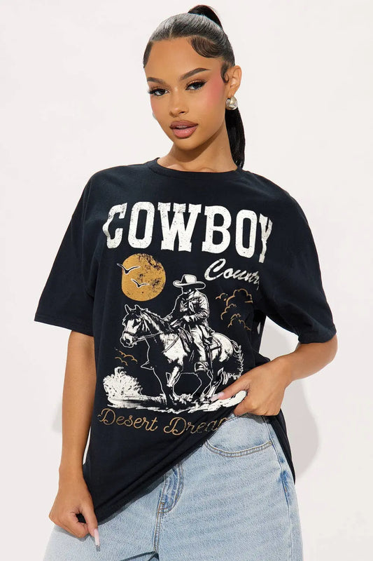 Cowboy Country Graphic Tee Black 5besties inc