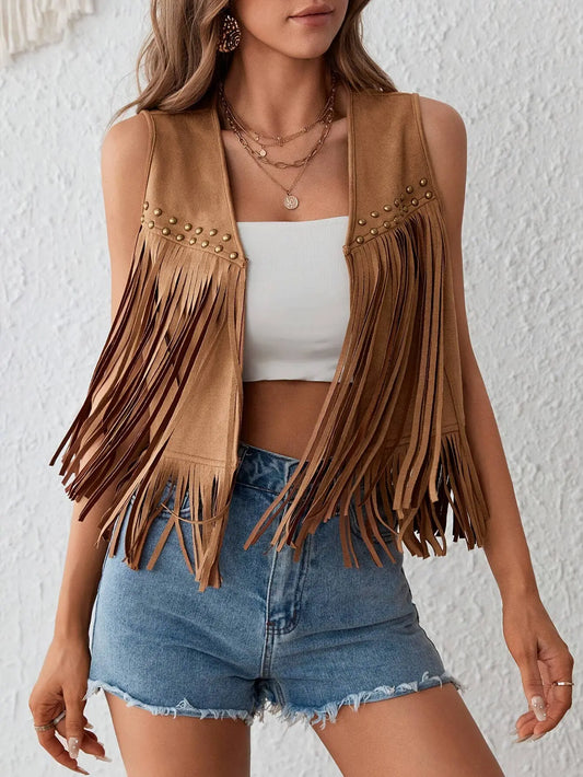 Canyon Breeze Suede Fringe Vest | Women's Western Fringe Vest Rosa Clothing