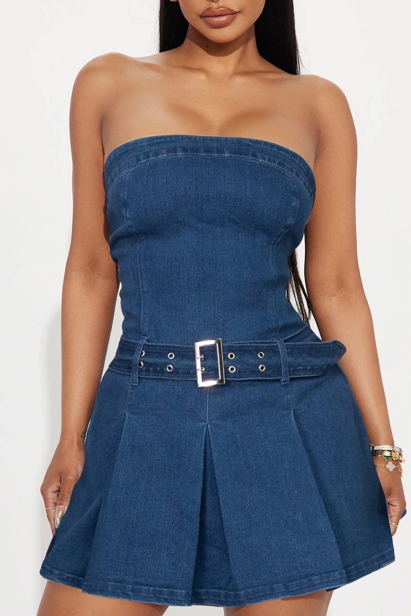Denim Rodeo Strapless Belted Mini Dress
