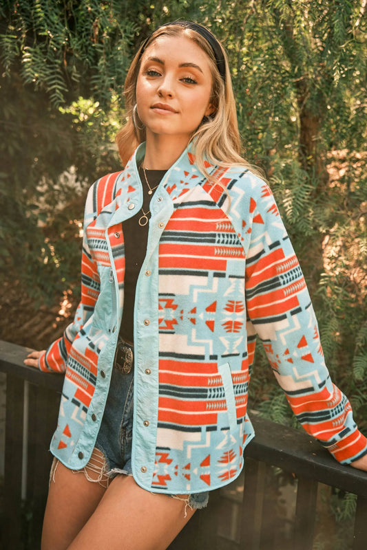 Wild Cactus Sunset Fleece Jacket Blue B