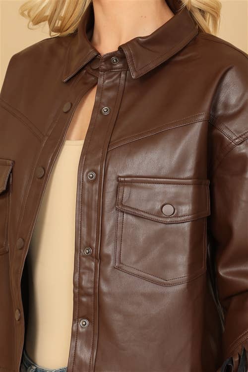 Brown Leather Tassel Jacket