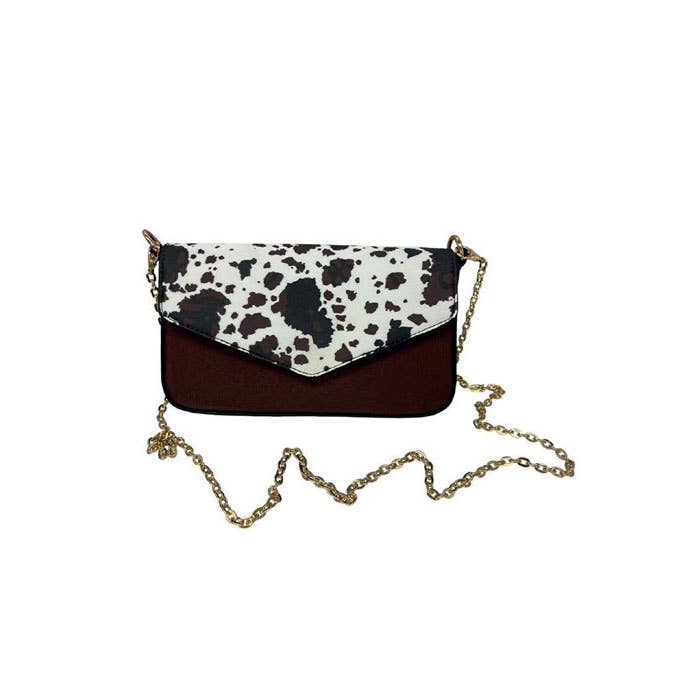 Cowhide Charm Crossbody Clutch