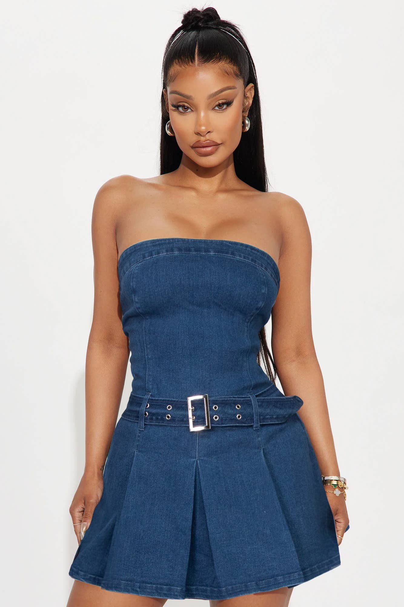 Denim Rodeo Strapless Belted Mini Dress