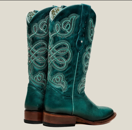 Turquoise Embroidered Cowgirl Boots