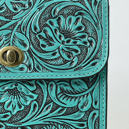 American Darling Turquoise Hand-Tooled Floral Leather Crossbody Bag Last Rodeo Western Wear & Hat Bar