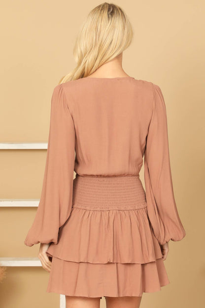Mocha Cut-Out Tiered Dress