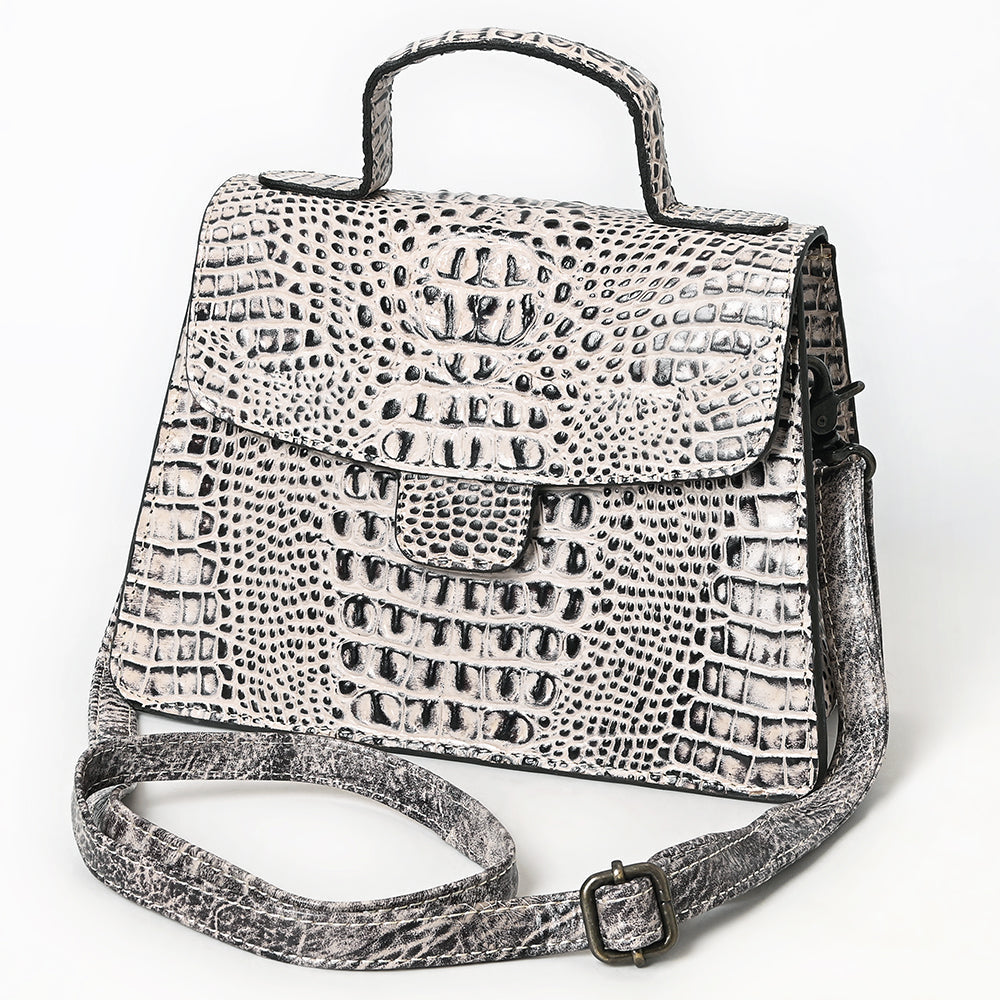 American Darling White Croc-Embossed Leather Crossbody Handbag Last Rodeo Western Wear & Hat Bar