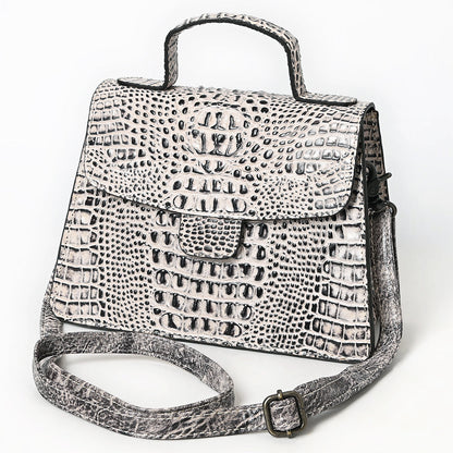 American Darling White Croc-Embossed Leather Crossbody Handbag Last Rodeo Western Wear & Hat Bar