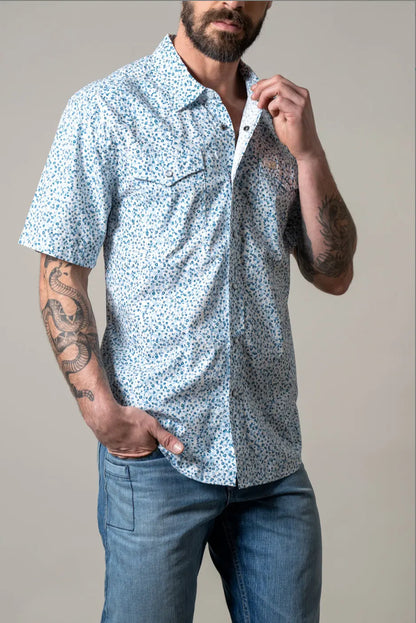 Kimes Ranch Bascom Short Sleeve Western Shirt – Blue Floral Print Last Rodeo Western Wear & Hat Bar