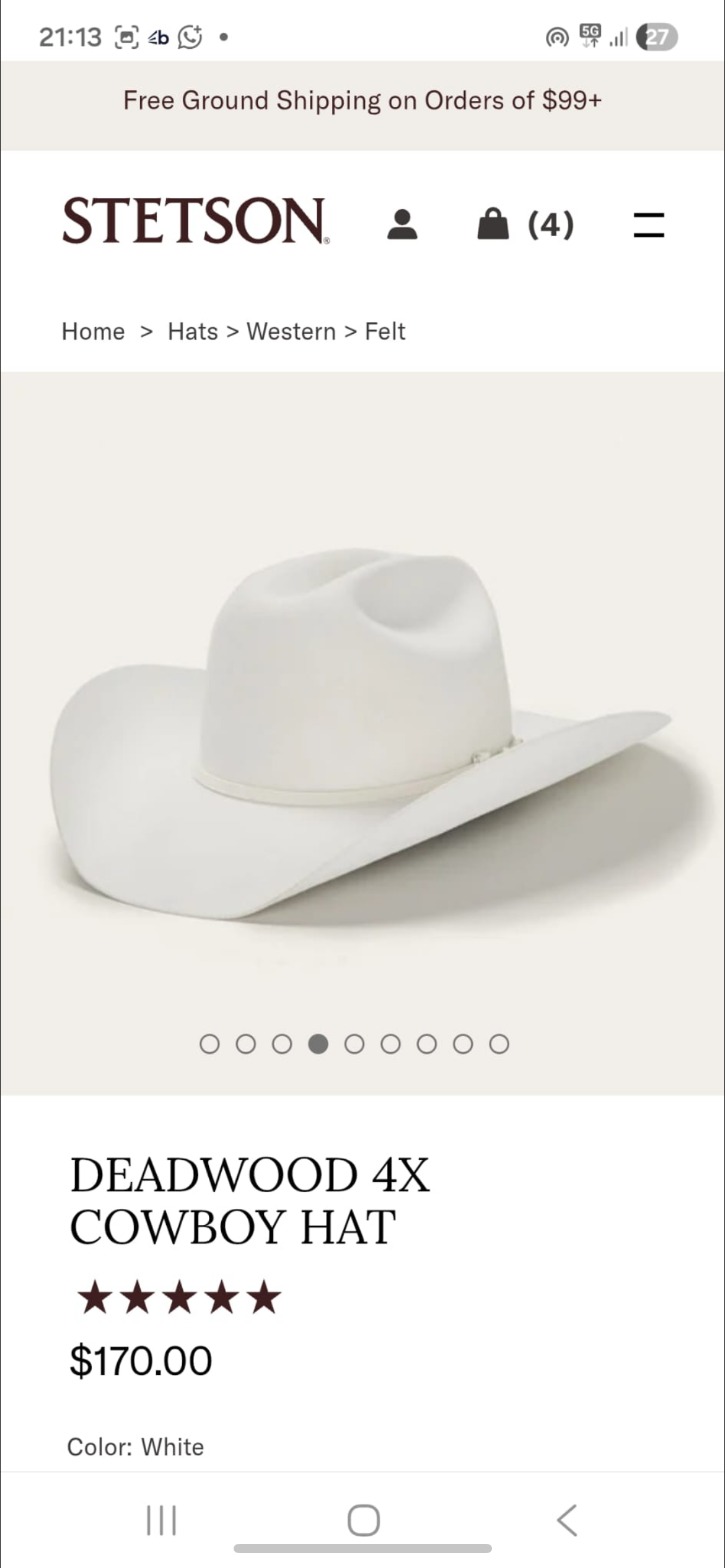 Stetson 4X size 7 3/4