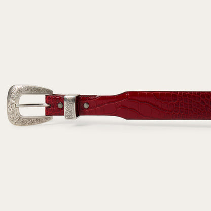 Stetson Women’s Croco Print Tapered Leather Belt – Red Last Rodeo Western Wear & Hat Bar
