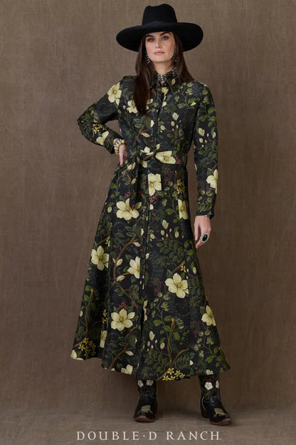 Double D Ranch Bayou Spell Long Dress silk magnolia print western maxi dress front