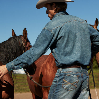Stetson denim shirt turquoise hexagon snaps