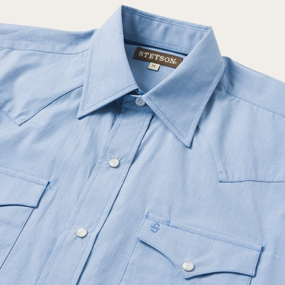Stetson light blue snap shirt back yoke