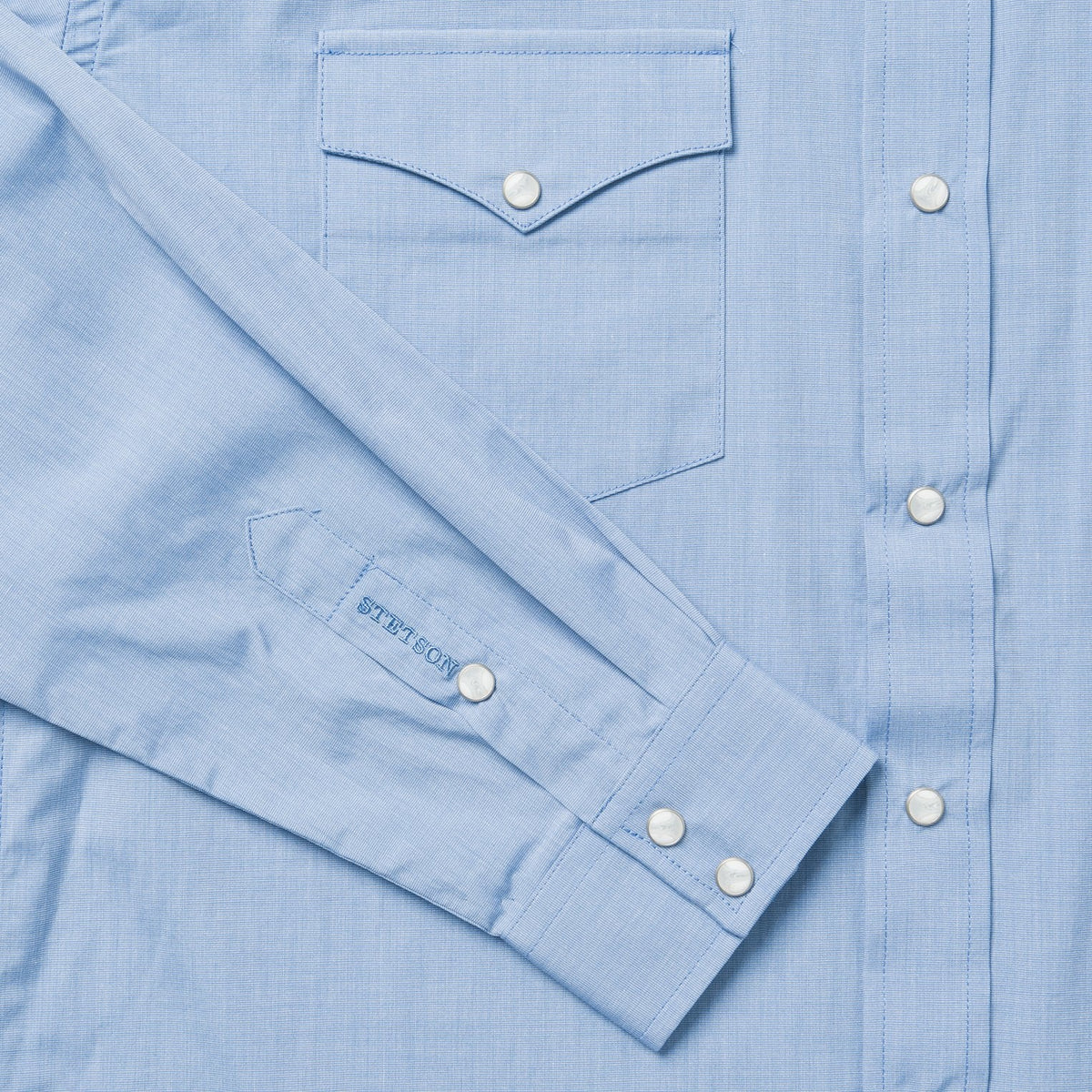 Stetson light blue western shirt pocket detail