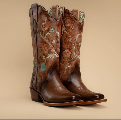 Desert Blossom Square Toe Cowgirl Boots