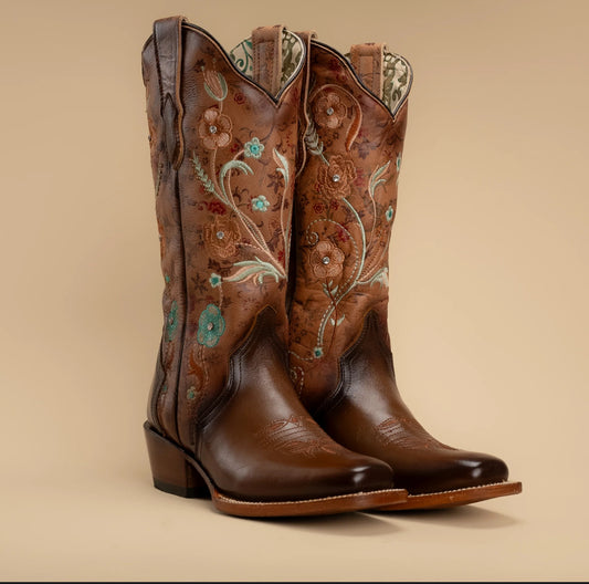 Desert Blossom Square Toe Cowgirl Boots