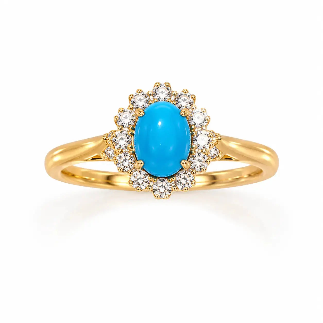 14K gold turquoise luxury ring with diamonds