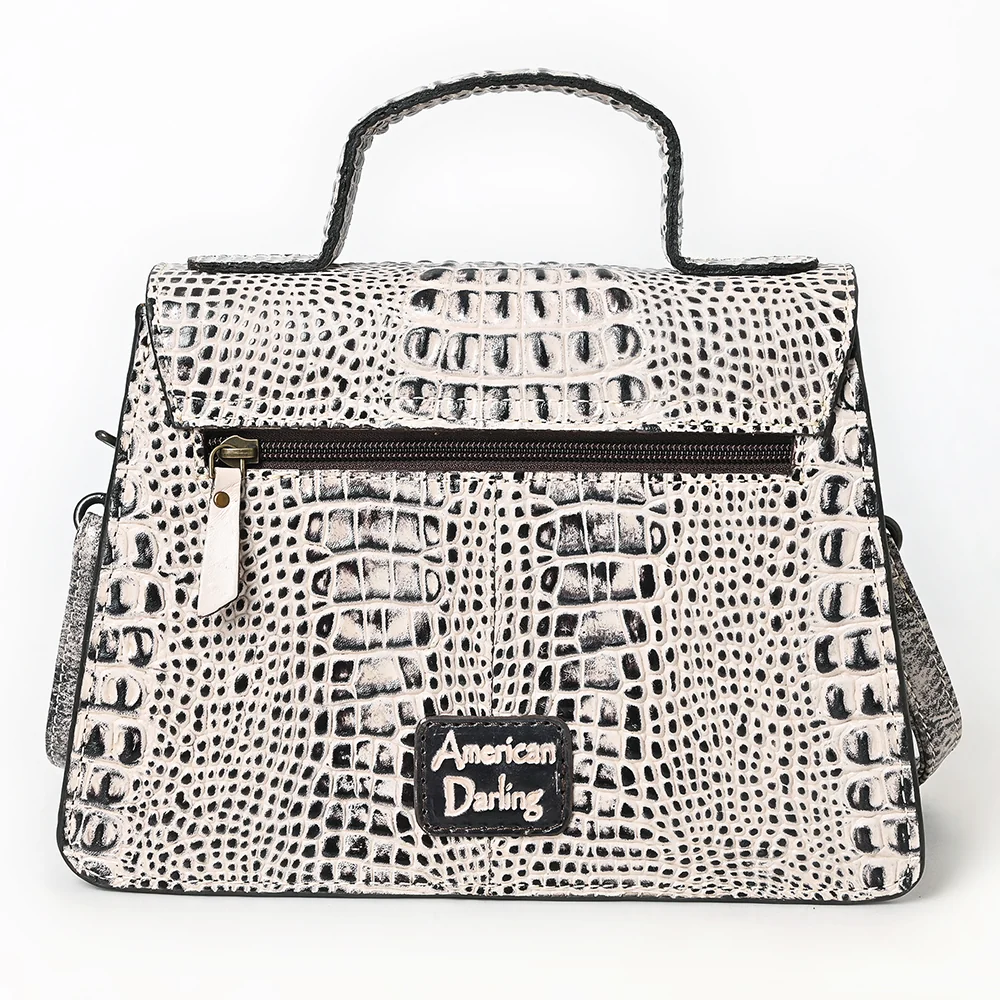 American Darling White Croc-Embossed Leather Crossbody Handbag Last Rodeo Western Wear & Hat Bar