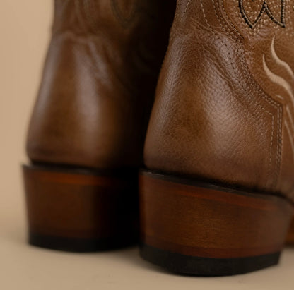 Dusty Caramel Embroidered Cowgirl Boots