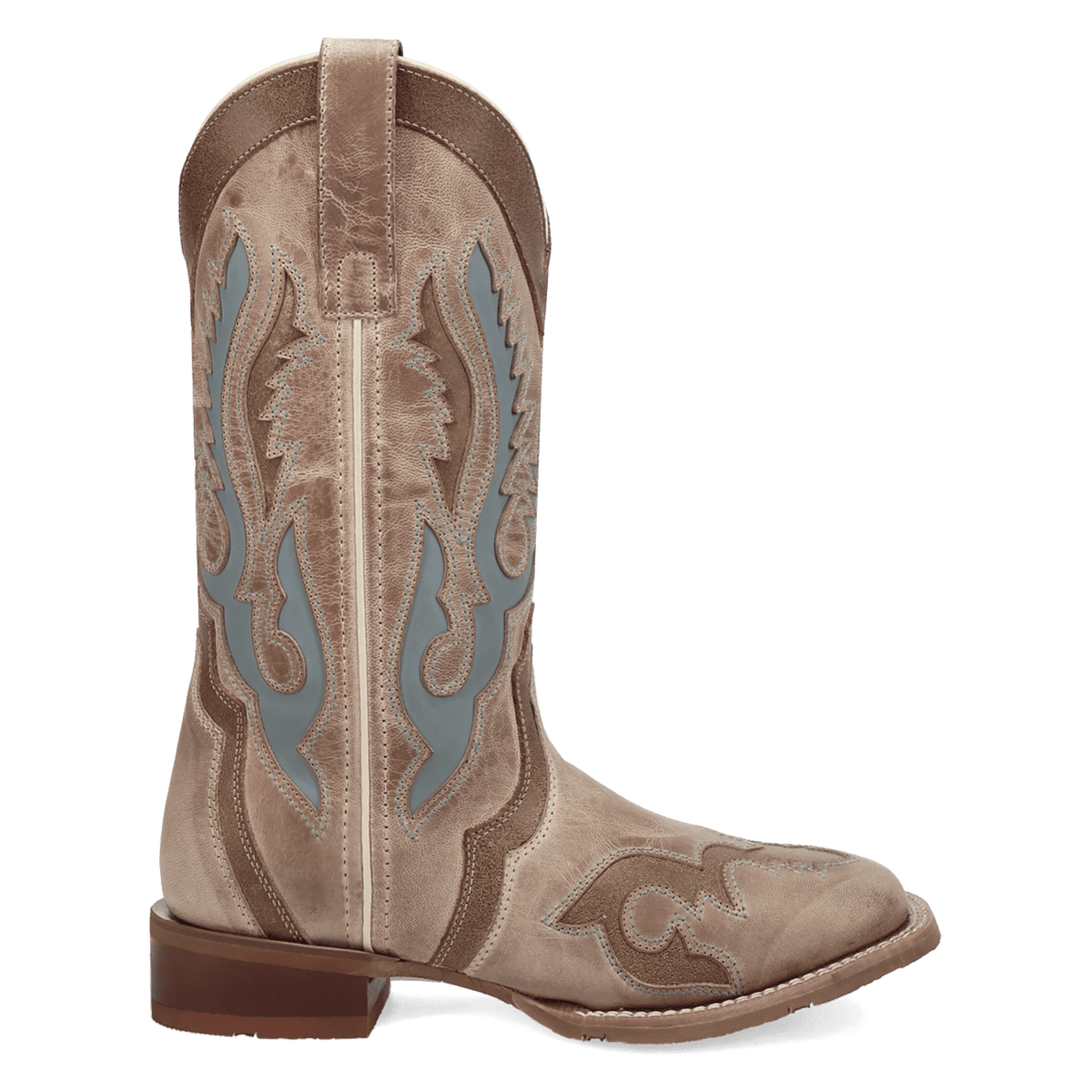 Ardena Leather Boot - Tan/Blue, inside angle