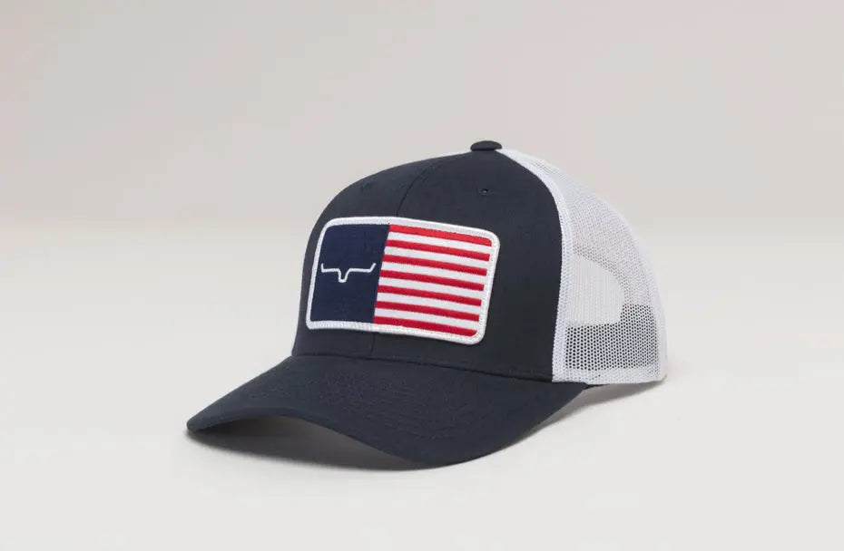 Kimes Ranch American Flag Trucker Hat – Navy/White Snapback Kimes Ranch