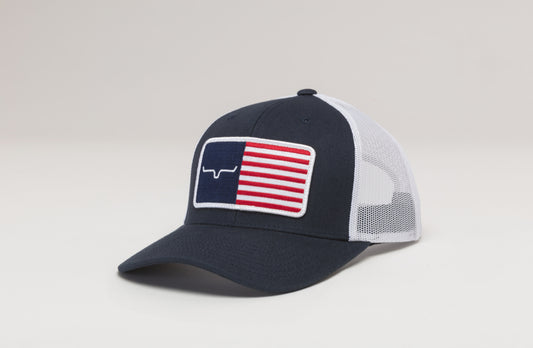 Kimes Ranch American Flag Trucker Hat – Navy/White Snapback