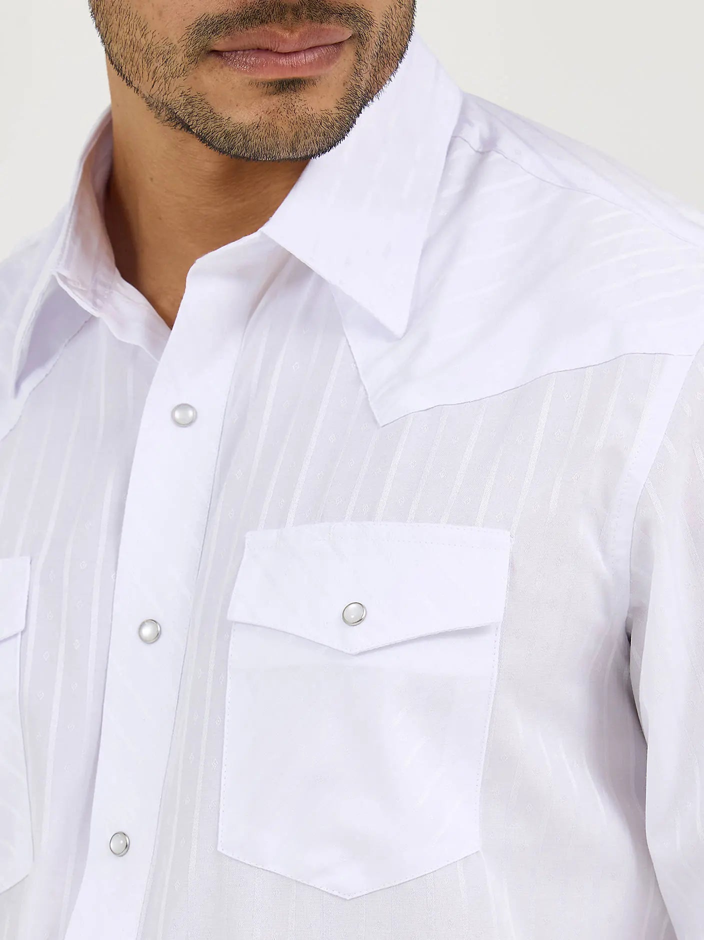 Wrangler Men’s Vintage Stripe Western Snap Shirt – Sky Blue & White Last Rodeo Western Wear & Hat Bar