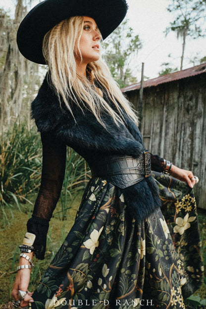 Double D Ranch Michelle Collar Vest styled with Bayou Spell skirt