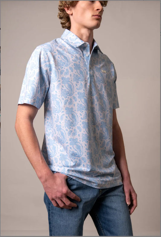 Kimes Ranch Burel Paisley Performance Polo  Blue Kimes Ranch