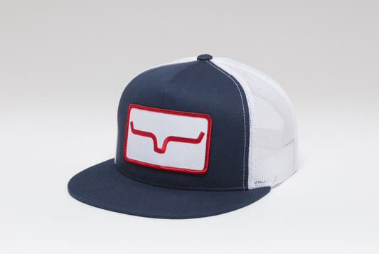 Kimes Ranch Horns Logo Trucker Hat – Navy/White Snapback