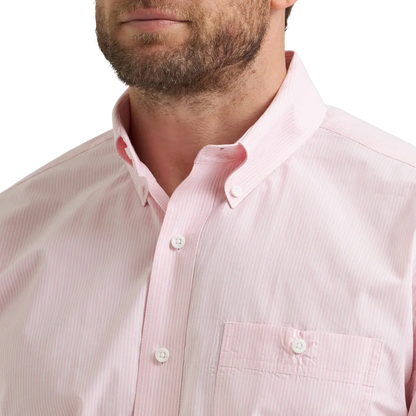 Wrangler Men’s Pink Stripe Button Down Western Shirt Last Rodeo Western Wear & Hat Bar