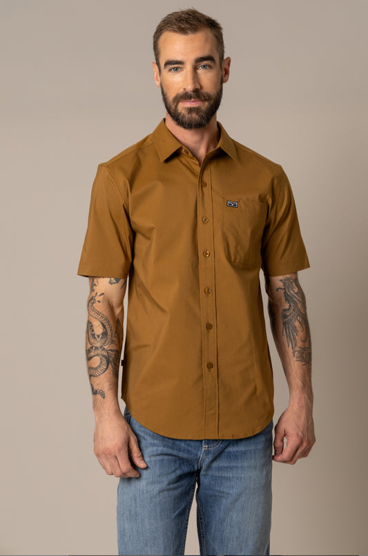 Kimes Ranch Linville Short Sleeve Western Shirt – Waxy Brown